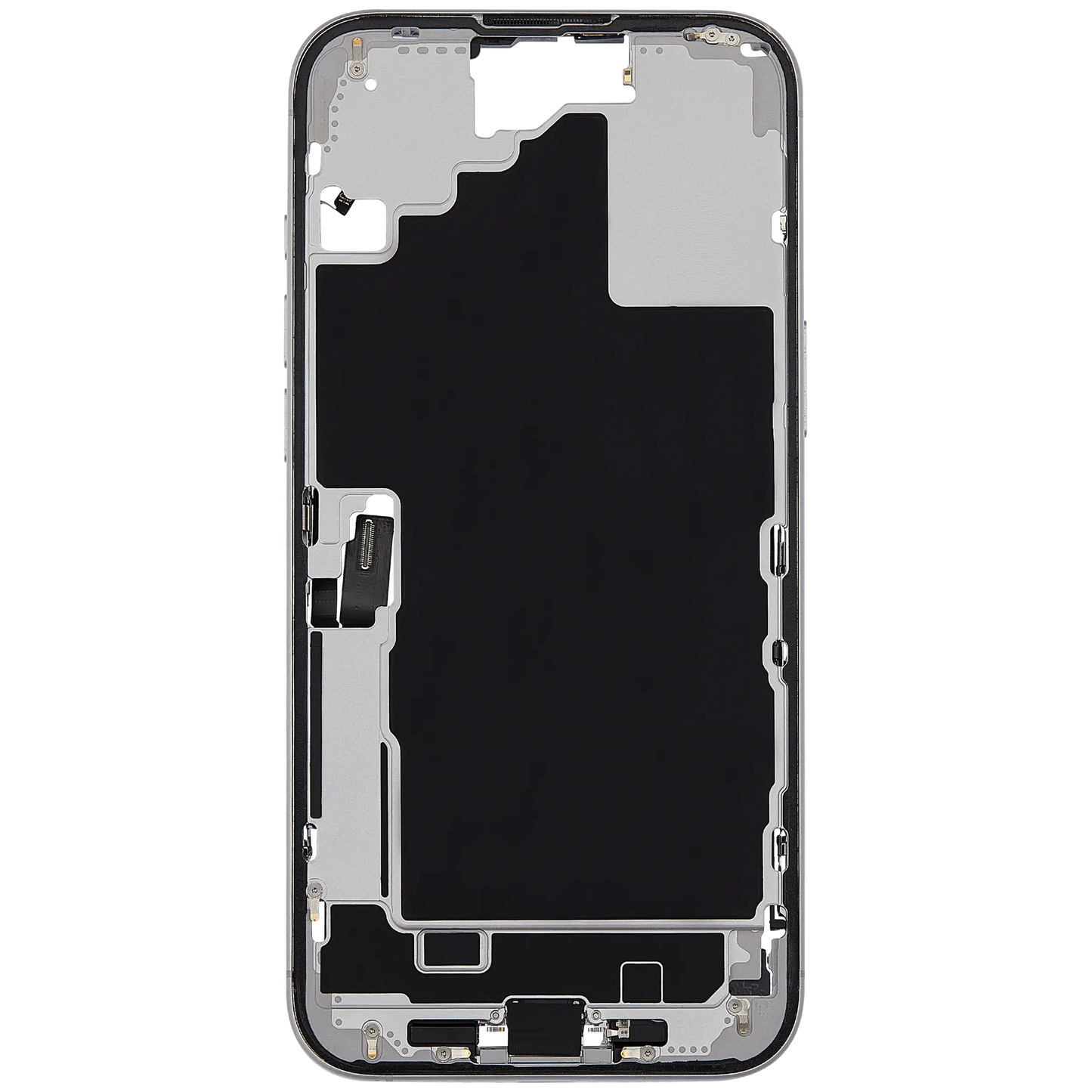 Mid-Frame Housing W/ Charging Port Flex & Small Parts For iPhone 16 Plus (US Version) (Used OEM Pull: Grade A) (White)
