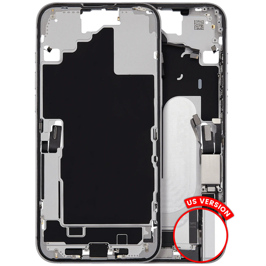 Mid-Frame Housing W/ Charging Port Flex & Small Parts For iPhone 16 Plus (US Version) (Used OEM Pull: Grade A) (White)