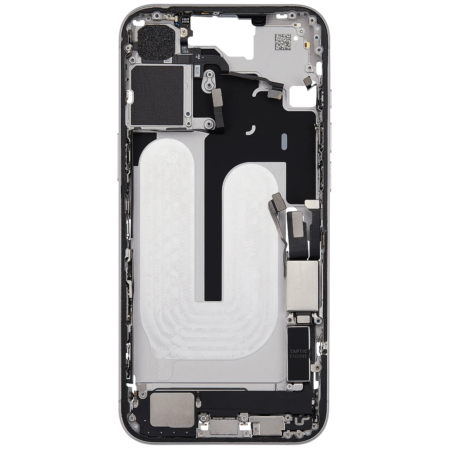 Mid-Frame Housing W/ Charging Port Flex & Small Parts For iPhone 16 Plus (US Version) (Used OEM Pull: Grade A) (White)