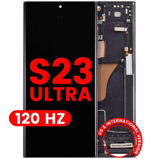 OLED Assembly With Frame For Samsung Galaxy S23 Ultra (US & International) (Aftermarket Pro) (120Hz) (Phantom Black)