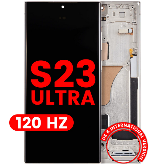 OLED Assembly With Frame For Samsung Galaxy S23 Ultra (US & International) (Aftermarket Pro) (120Hz) (Cream)