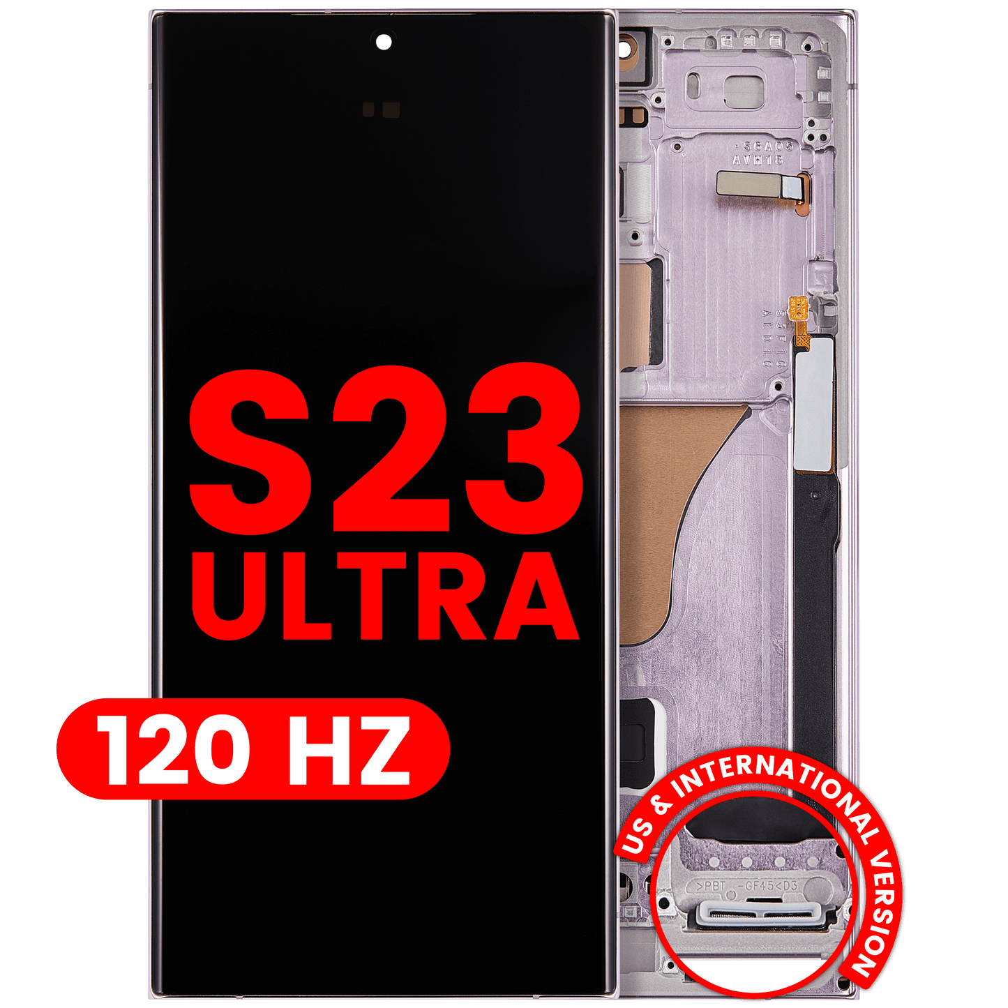 OLED Assembly With Frame For Samsung Galaxy S23 Ultra (US & International) (Aftermarket Pro) (120Hz) (Lavender)