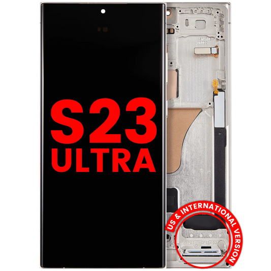 OLED Assembly With Frame For Samsung Galaxy S23 Ultra (US & International) (Aftermarket Plus) (Cream)