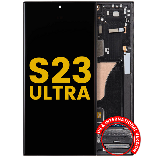 OLED Assembly With Frame For Samsung Galaxy S23 Ultra (US & International) (Refurbished) (Graphite / Red)
