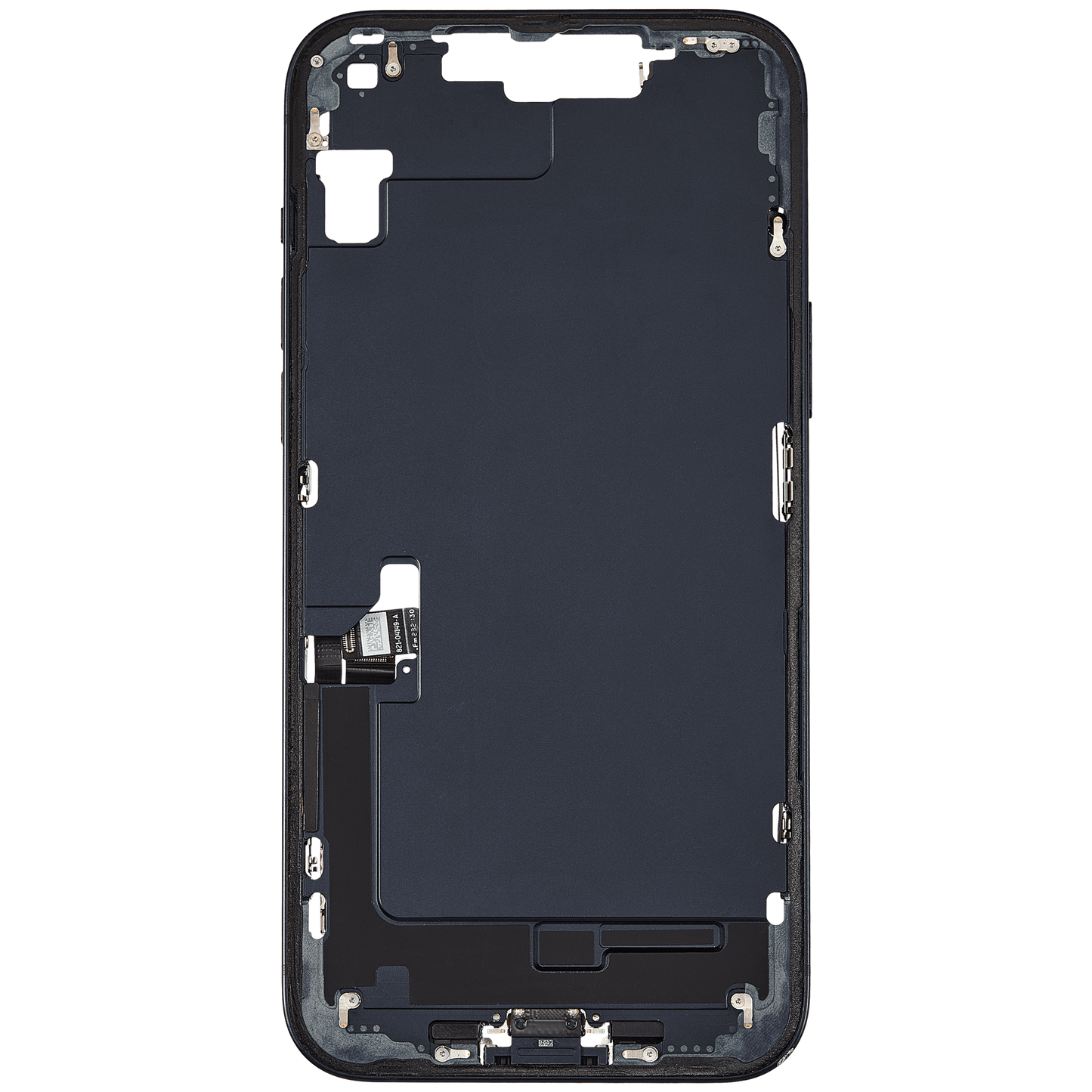 Mid-Frame Housing W/ Charging Port Flex & Small Parts For iPhone 14 Plus (US Version) (Used OEM Pull: Grade A) (Midnight)