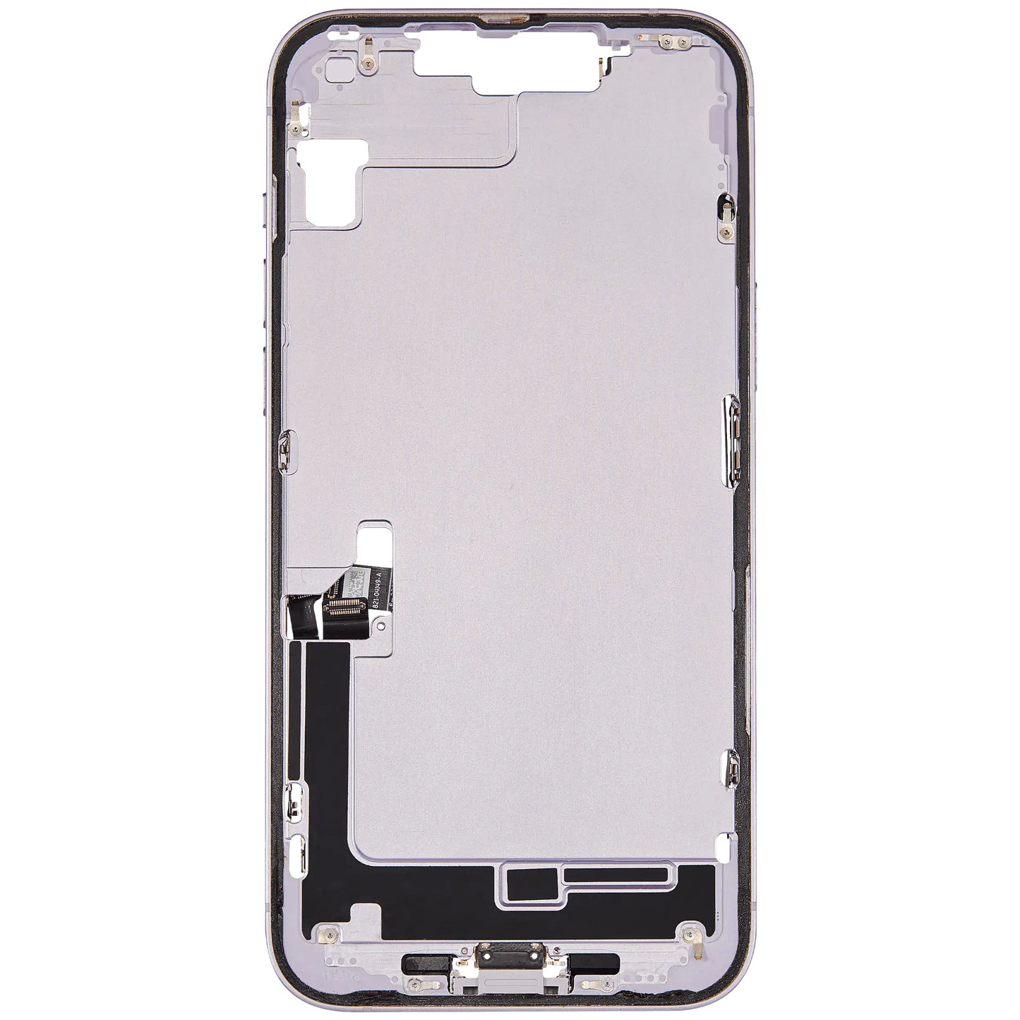 Mid-Frame Housing W/ Charging Port Flex & Small Parts For iPhone 14 Plus (US Version) (Used OEM Pull: Grade A) (Purple)