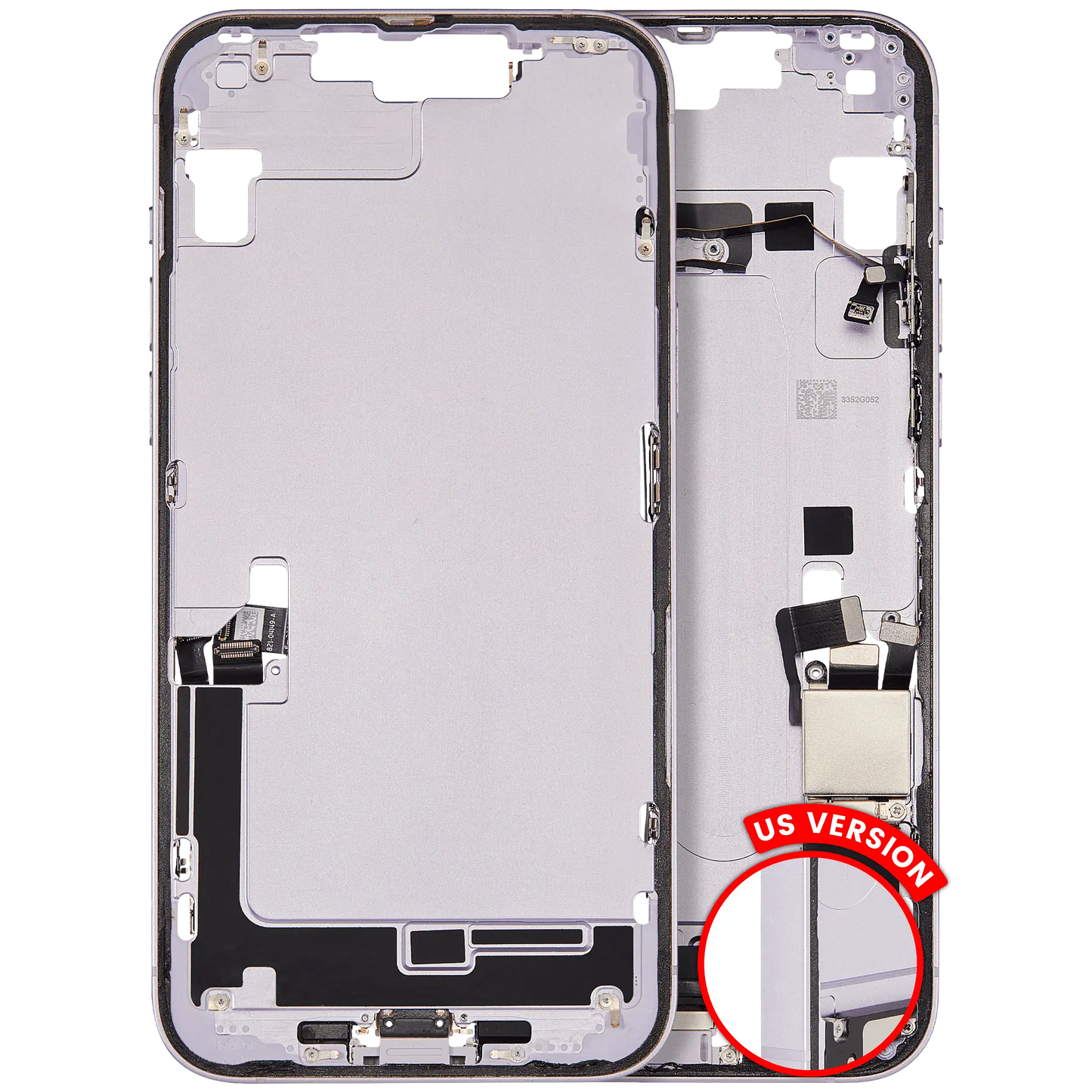 Mid-Frame Housing W/ Charging Port Flex & Small Parts For iPhone 14 Plus (US Version) (Used OEM Pull: Grade A) (Purple)