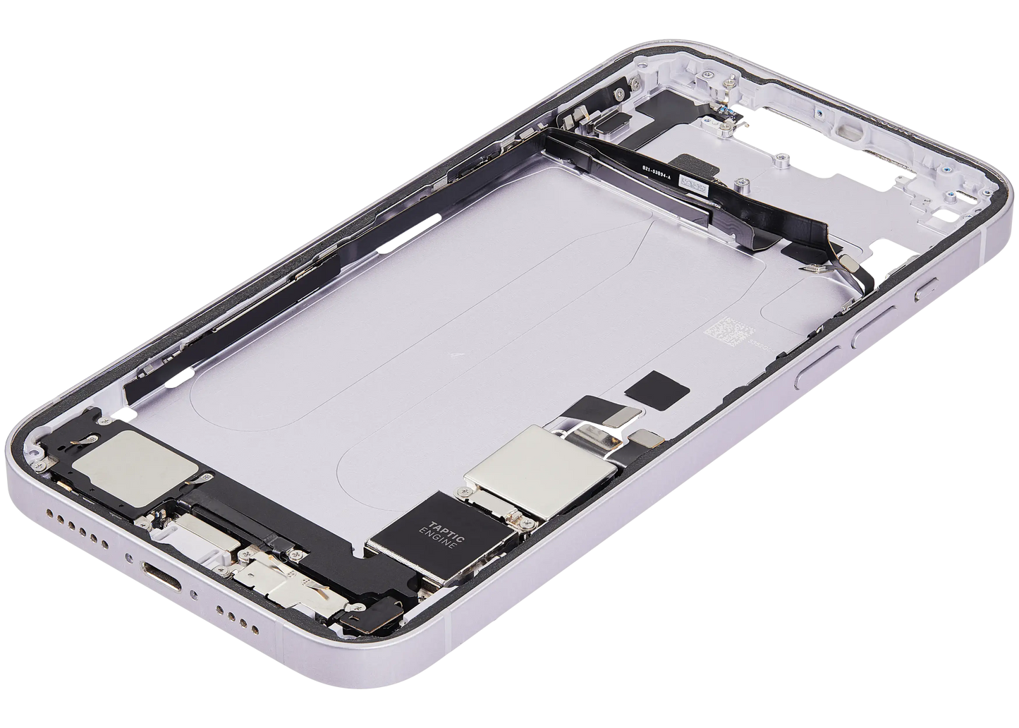 Mid-Frame Housing W/ Charging Port Flex & Small Parts For iPhone 14 Plus (US Version) (Used OEM Pull: Grade A) (Purple)