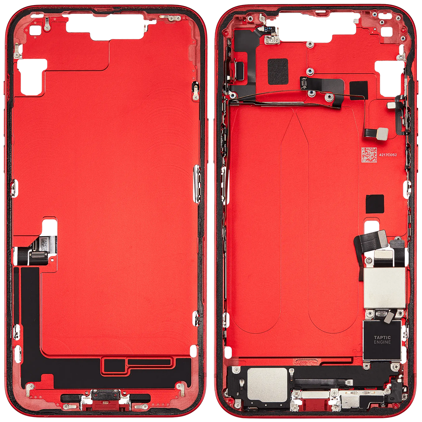 Mid-Frame Housing W/ Charging Port Flex & Small Parts For iPhone 14 Plus (US Version) (Used OEM Pull: Grade A) (Red)