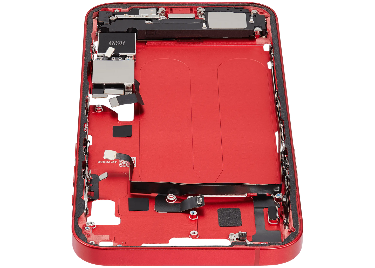 Mid-Frame Housing W/ Charging Port Flex & Small Parts For iPhone 14 Plus (US Version) (Used OEM Pull: Grade A) (Red)