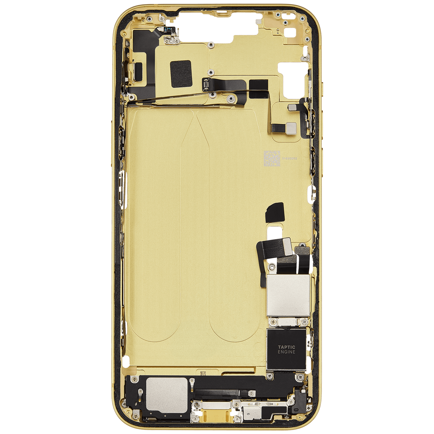 Mid-Frame Housing W/ Charging Port Flex & Small Parts For iPhone 14 Plus (US Version) (Used OEM Pull: Grade A) (Yellow)