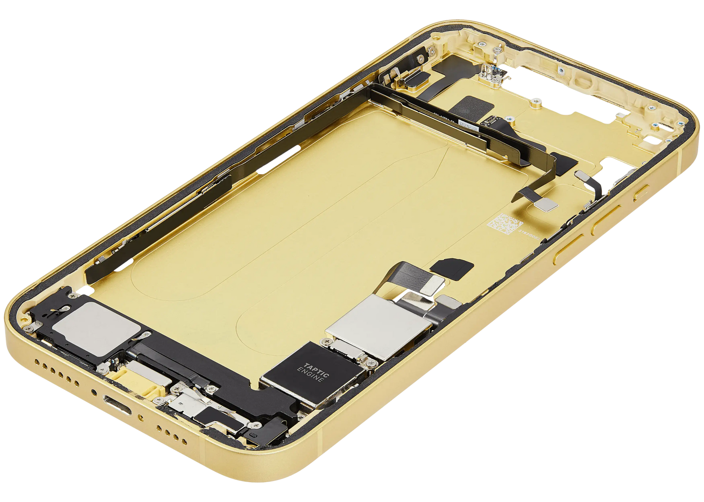 Mid-Frame Housing W/ Charging Port Flex & Small Parts For iPhone 14 Plus (US Version) (Used OEM Pull: Grade A) (Yellow)