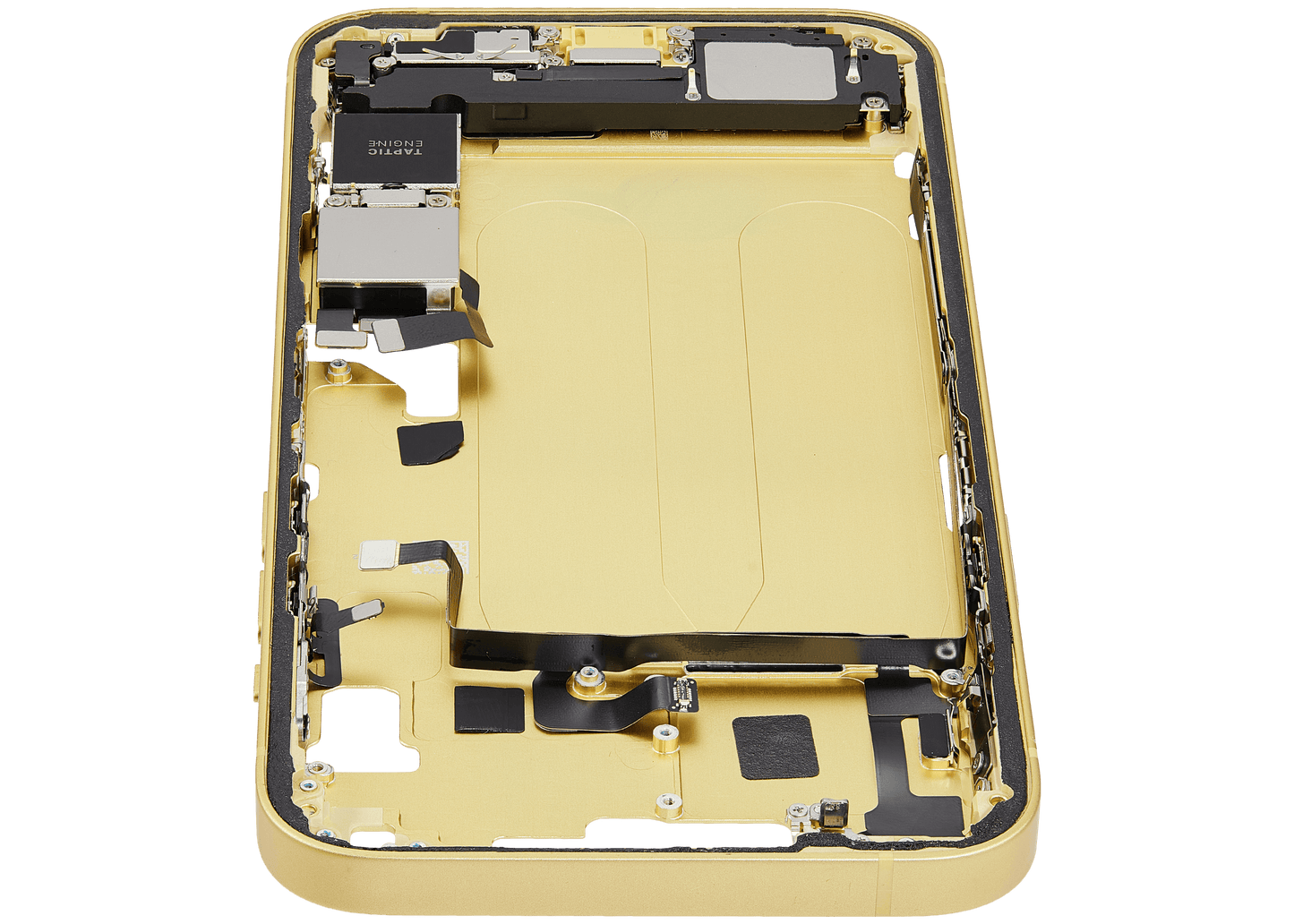 Mid-Frame Housing W/ Charging Port Flex & Small Parts For iPhone 14 Plus (US Version) (Used OEM Pull: Grade A) (Yellow)