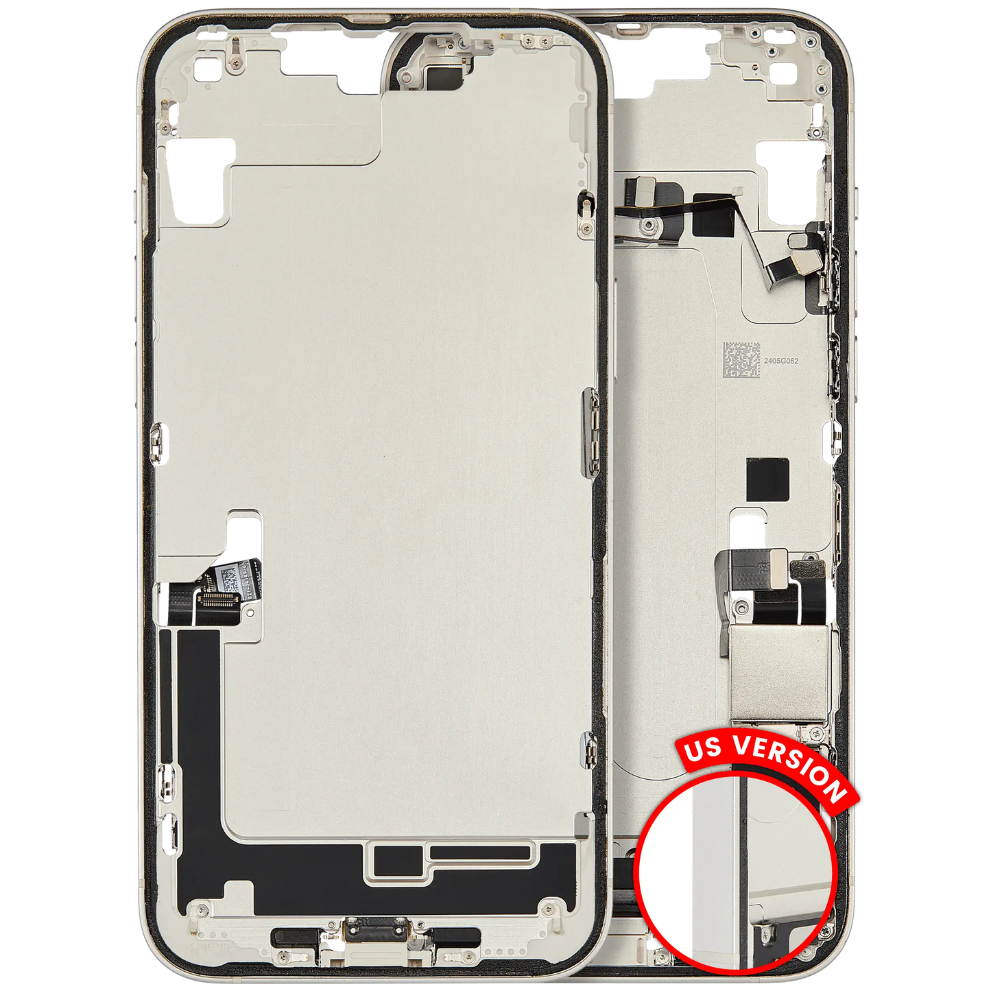 Mid-Frame Housing W/ Charging Port Flex & Small Parts For iPhone 14 Plus (US Version) (Used OEM Pull: Grade B) (Starlight)