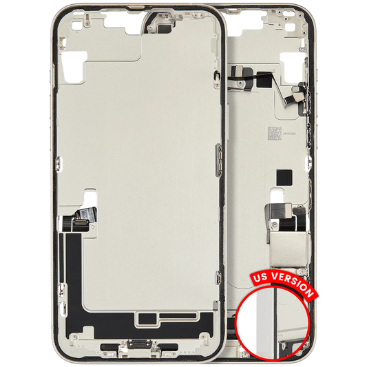 Mid-Frame Housing W/ Charging Port Flex & Small Parts For iPhone 14 Plus (US Version) (Used OEM Pull: Grade B) (Starlight)