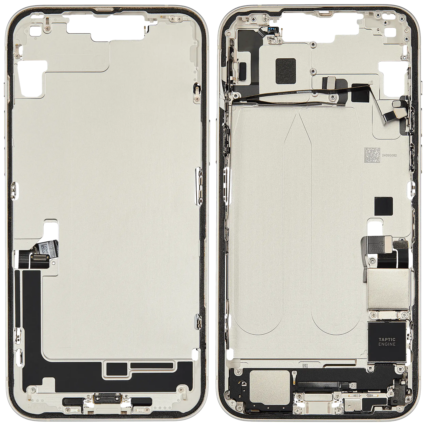 Mid-Frame Housing W/ Charging Port Flex & Small Parts For iPhone 14 Plus (US Version) (Used OEM Pull: Grade B) (Starlight)