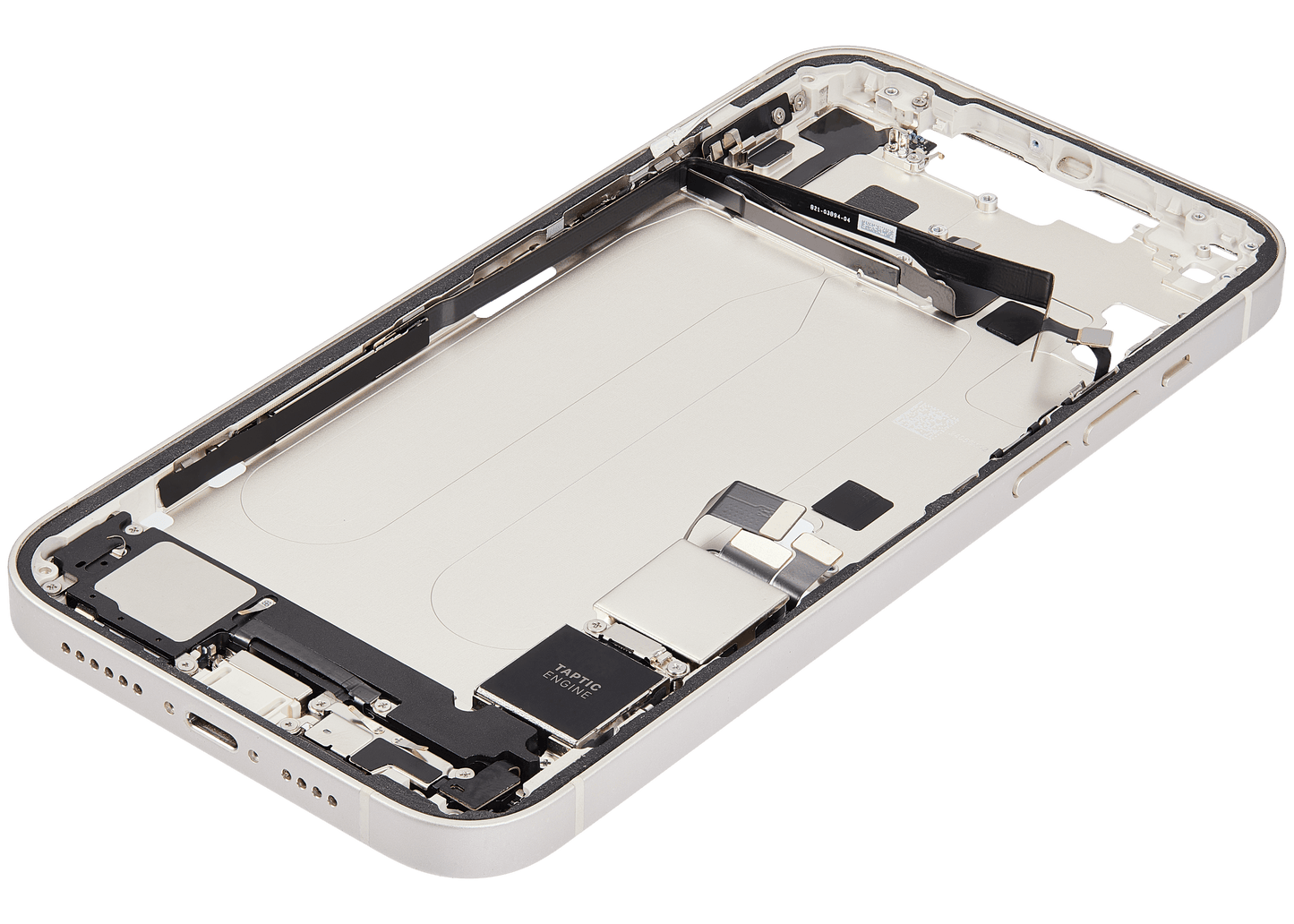Mid-Frame Housing W/ Charging Port Flex & Small Parts For iPhone 14 Plus (US Version) (Used OEM Pull: Grade B) (Starlight)