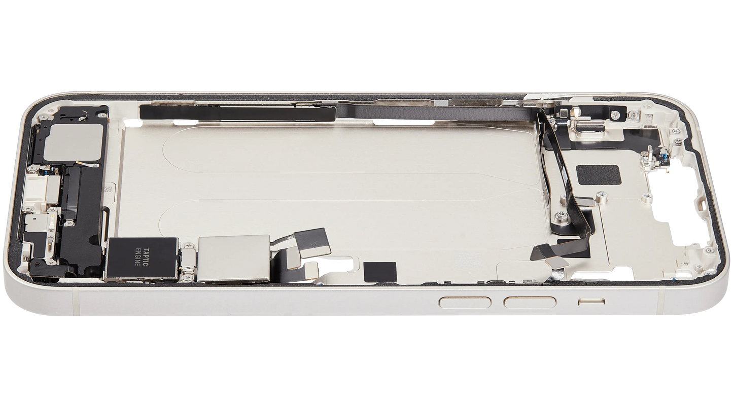 Mid-Frame Housing W/ Charging Port Flex & Small Parts For iPhone 14 Plus (US Version) (Used OEM Pull: Grade B) (Starlight)