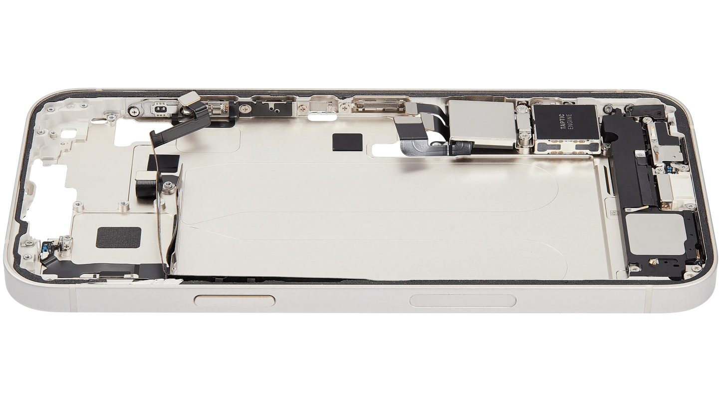 Mid-Frame Housing W/ Charging Port Flex & Small Parts For iPhone 14 Plus (US Version) (Used OEM Pull: Grade B) (Starlight)