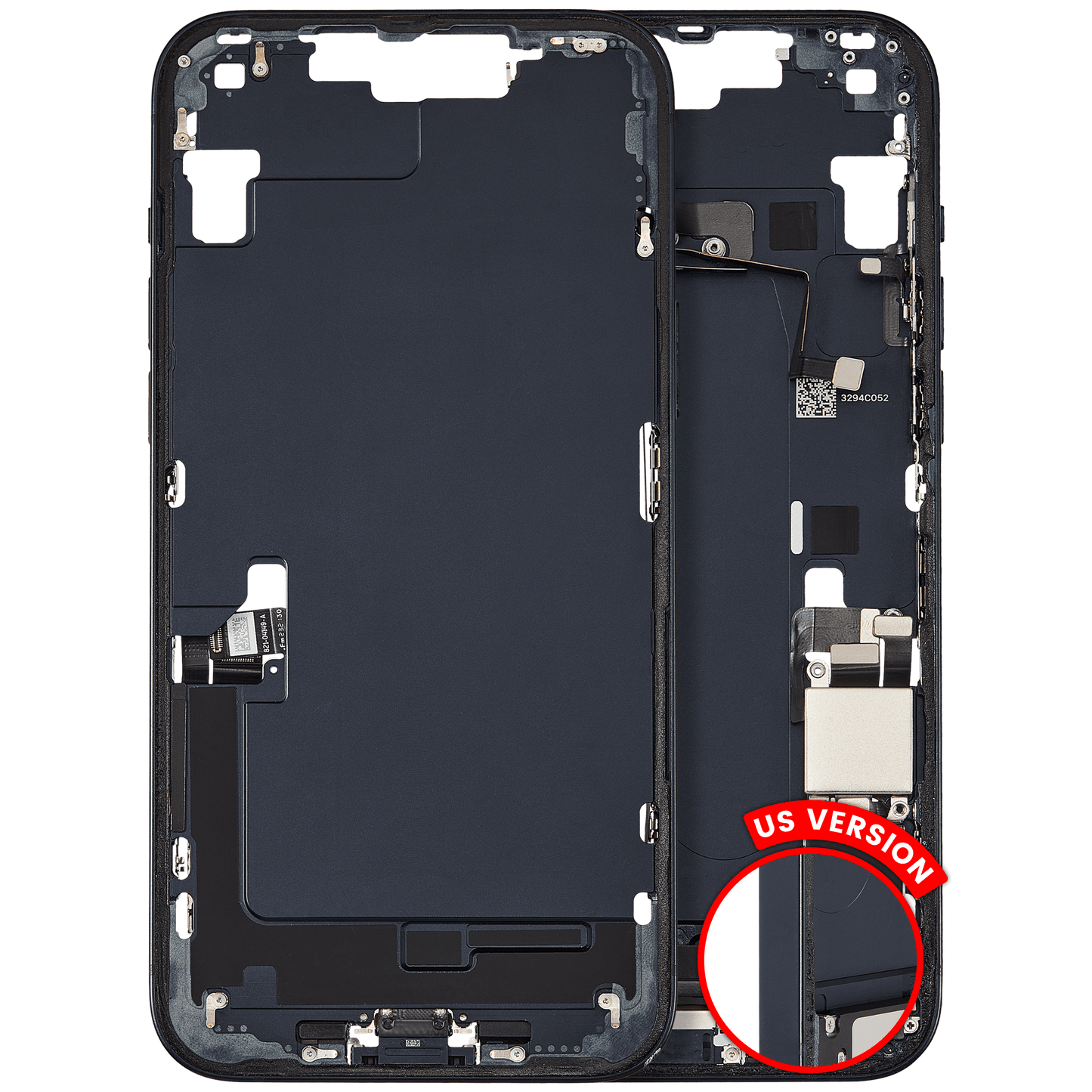 Mid-Frame Housing W/ Charging Port Flex & Small Parts For iPhone 14 Plus (US Version) (Used OEM Pull: Grade B) (Midnight)