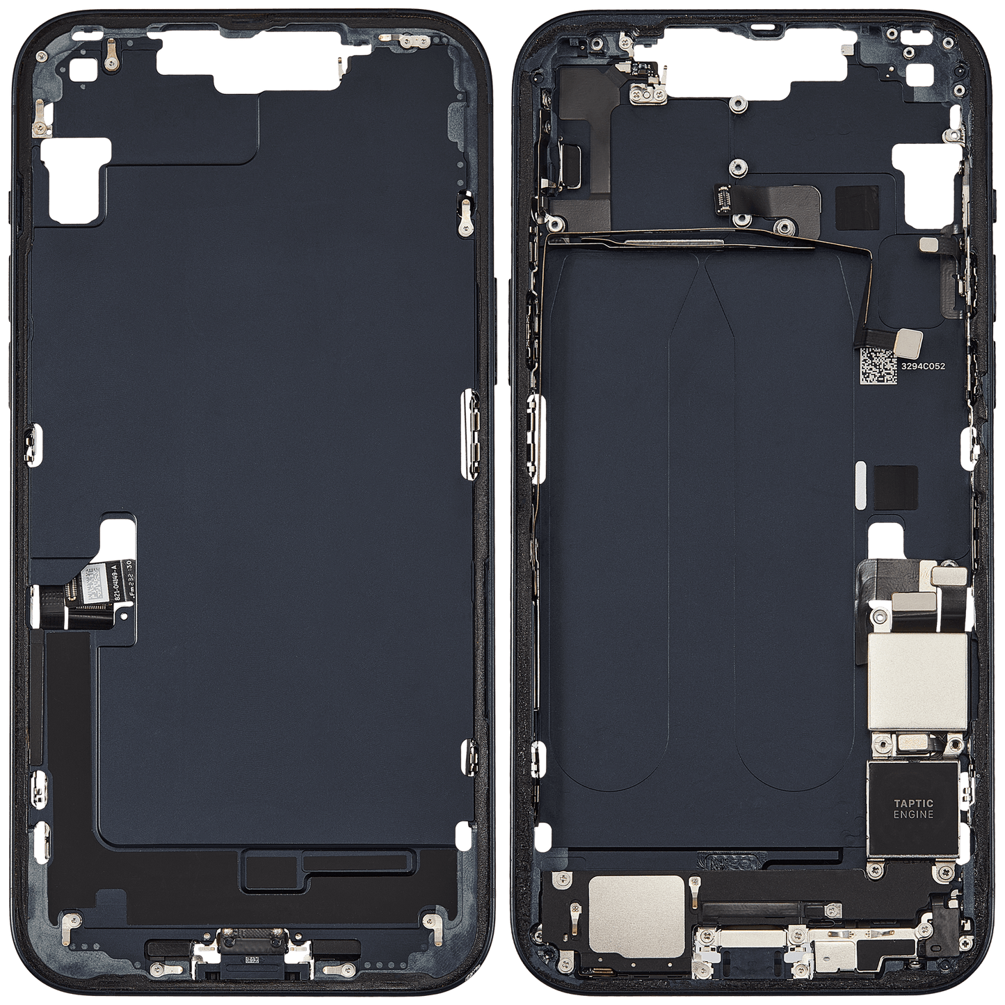 Mid-Frame Housing W/ Charging Port Flex & Small Parts For iPhone 14 Plus (US Version) (Used OEM Pull: Grade B) (Midnight)