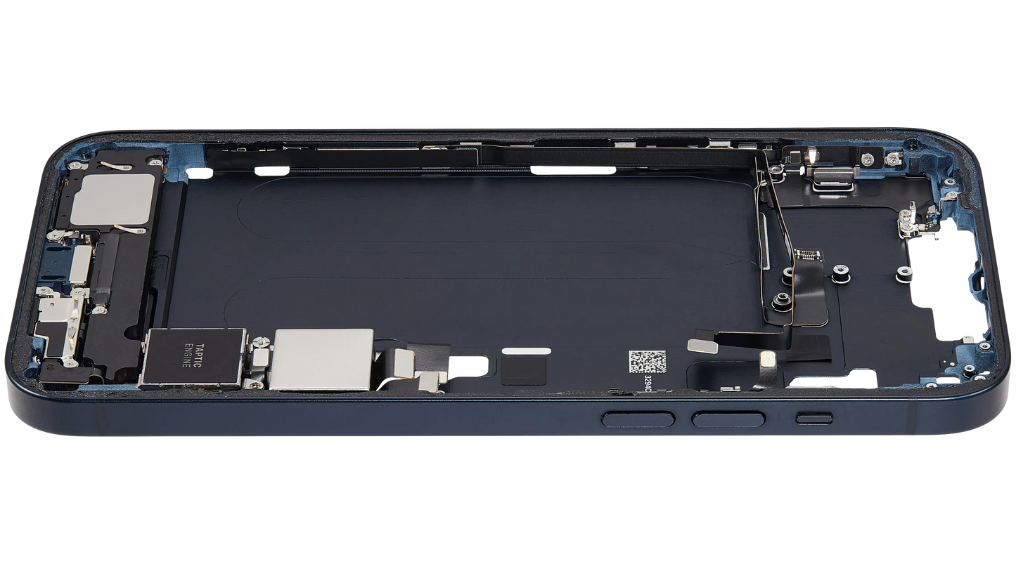 Mid-Frame Housing W/ Charging Port Flex & Small Parts For iPhone 14 Plus (US Version) (Used OEM Pull: Grade B) (Midnight)