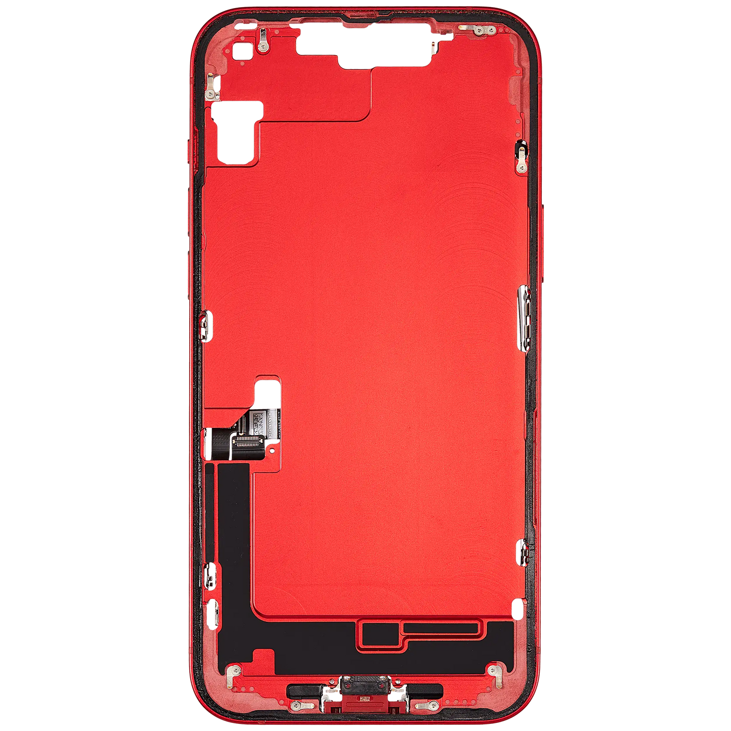 Mid-Frame Housing W/ Charging Port Flex & Small Parts For iPhone 14 Plus (US Version) (Used OEM Pull: Grade B) (Red)