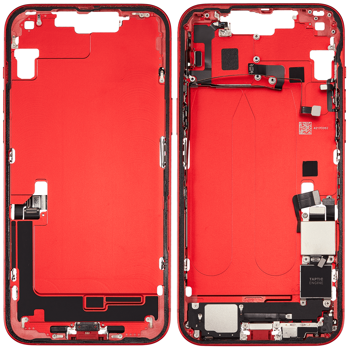 Mid-Frame Housing W/ Charging Port Flex & Small Parts For iPhone 14 Plus (US Version) (Used OEM Pull: Grade B) (Red)