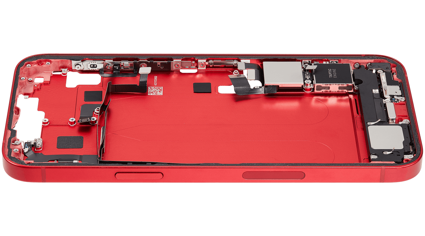 Mid-Frame Housing W/ Charging Port Flex & Small Parts For iPhone 14 Plus (US Version) (Used OEM Pull: Grade B) (Red)