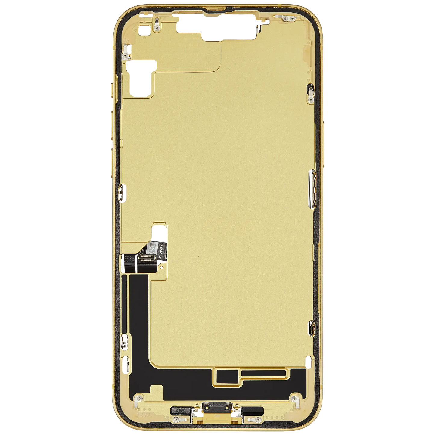 Mid-Frame Housing W/ Charging Port Flex & Small Parts For iPhone 14 Plus (US Version) (Used OEM Pull: Grade B) (Yellow)