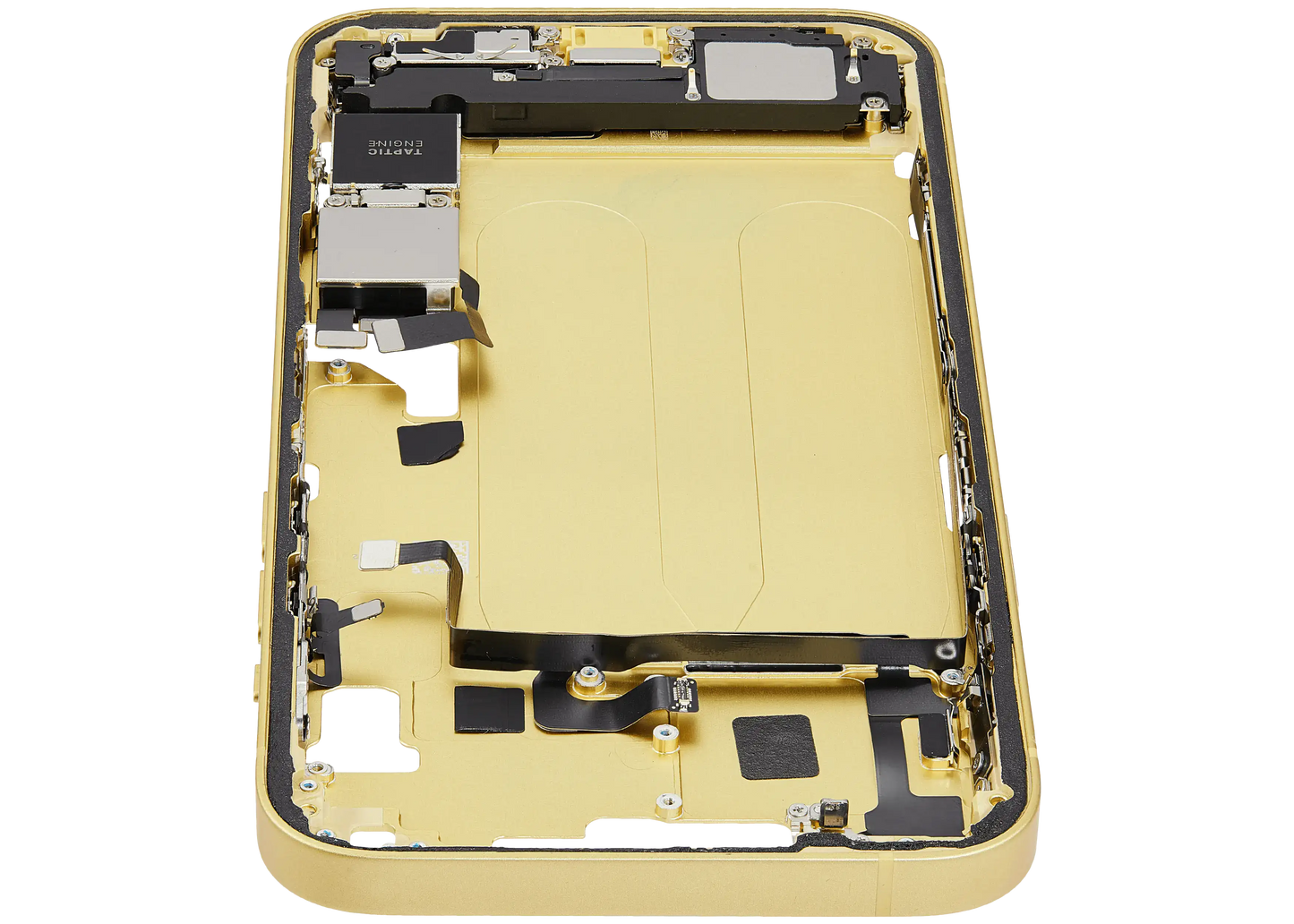 Mid-Frame Housing W/ Charging Port Flex & Small Parts For iPhone 14 Plus (US Version) (Used OEM Pull: Grade B) (Yellow)