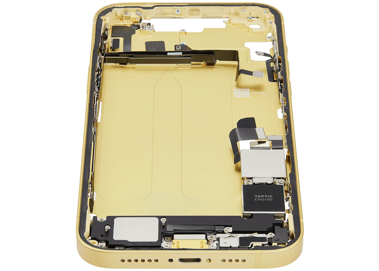 Mid-Frame Housing W/ Charging Port Flex & Small Parts For iPhone 14 Plus (US Version) (Used OEM Pull: Grade B) (Yellow)