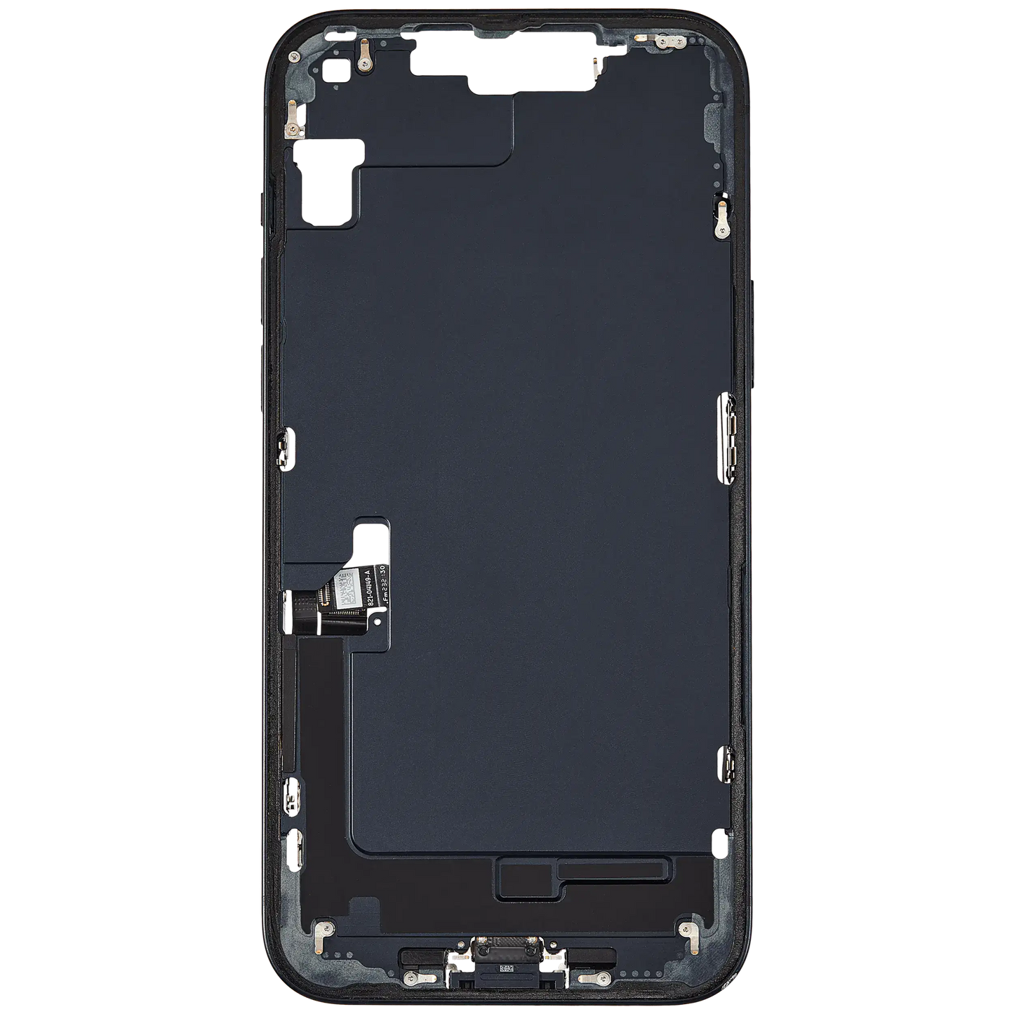 Mid-Frame Housing W/ Charging Port Flex & Small Parts For iPhone 14 Plus (US Version) (Used OEM Pull: Grade C) (Midnight)