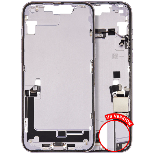 Mid-Frame Housing W/ Charging Port Flex & Small Parts For iPhone 14 Plus (US Version) (Used OEM Pull: Grade C) (Purple)