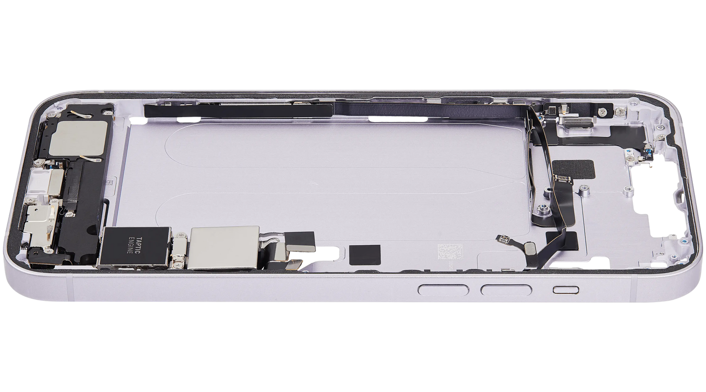 Mid-Frame Housing W/ Charging Port Flex & Small Parts For iPhone 14 Plus (US Version) (Used OEM Pull: Grade C) (Purple)