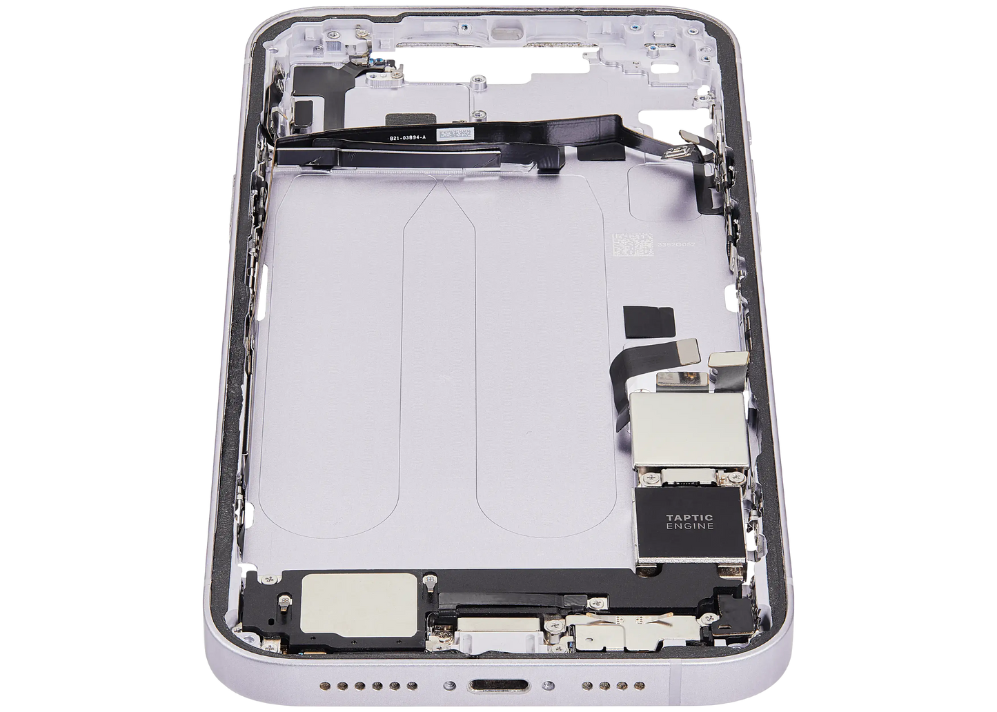 Mid-Frame Housing W/ Charging Port Flex & Small Parts For iPhone 14 Plus (US Version) (Used OEM Pull: Grade C) (Purple)