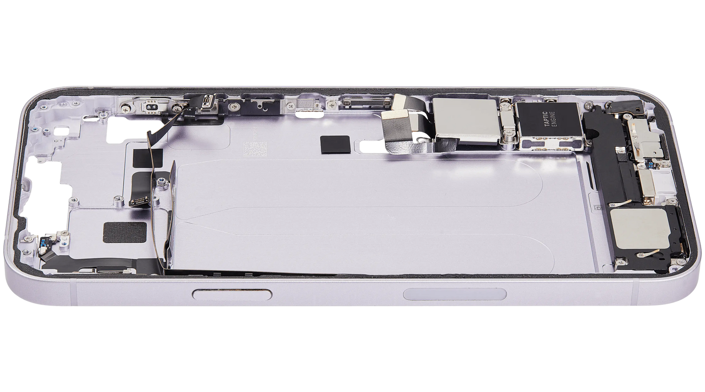 Mid-Frame Housing W/ Charging Port Flex & Small Parts For iPhone 14 Plus (US Version) (Used OEM Pull: Grade C) (Purple)
