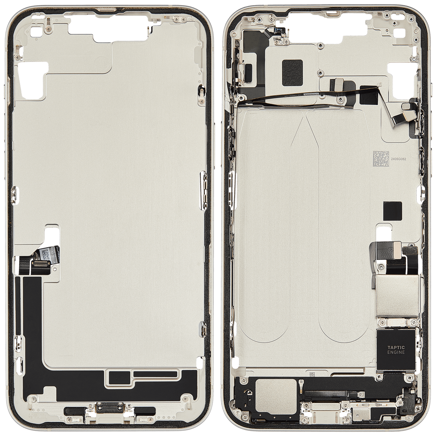 Mid-Frame Housing W/ Charging Port Flex & Small Parts For iPhone 14 Plus (US Version) (Used OEM Pull: Grade C) (Starlight)