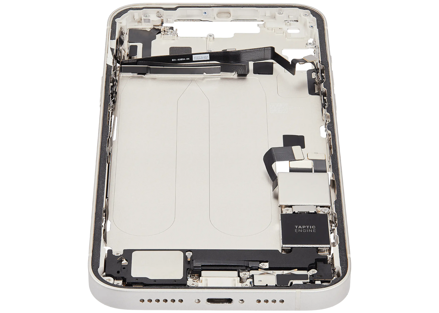 Mid-Frame Housing W/ Charging Port Flex & Small Parts For iPhone 14 Plus (US Version) (Used OEM Pull: Grade C) (Starlight)