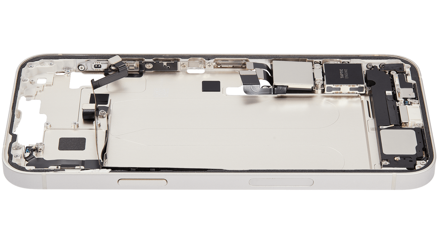 Mid-Frame Housing W/ Charging Port Flex & Small Parts For iPhone 14 Plus (US Version) (Used OEM Pull: Grade C) (Starlight)
