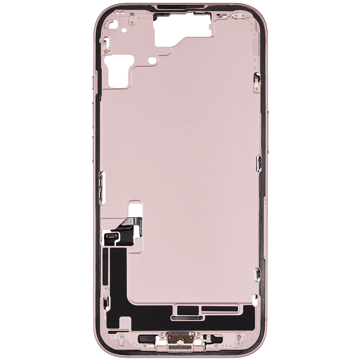 Mid-Frame Housing W/ Charging Port Flex & Small Parts For iPhone 15 (US Version) (Used OEM Pull: Grade A) (Pink)