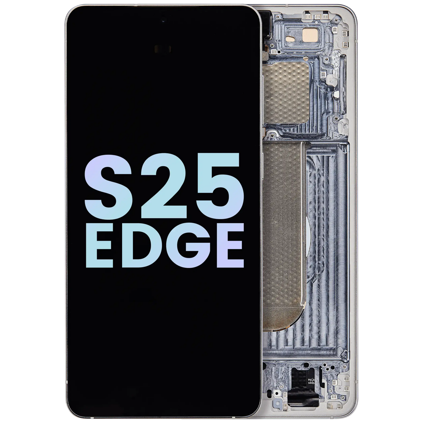 OLED Assembly With Frame Compatible For Samsung Galaxy S25 Edge (Service Pack) (Titanium Silver / Titanium Icyblue)
