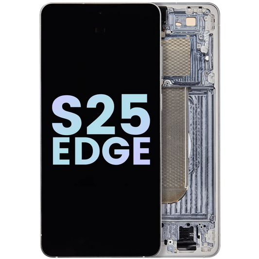 OLED Assembly With Frame Compatible For Samsung Galaxy S25 Edge (Service Pack) (Titanium Silver / Titanium Icyblue)