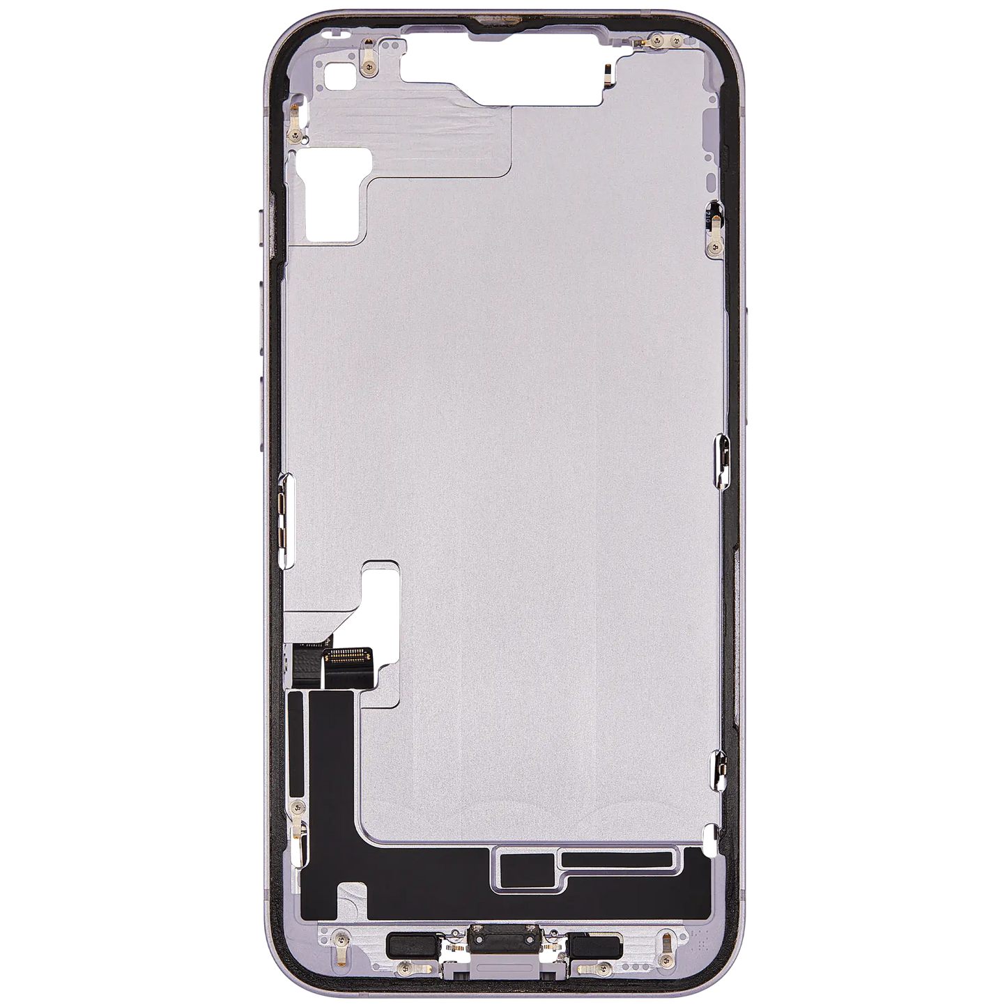 Mid-Frame Housing W/ Charging Port Flex & Small Parts For iPhone 14 (EU / Global Version) (Used OEM Pull: Grade A) (Purple)