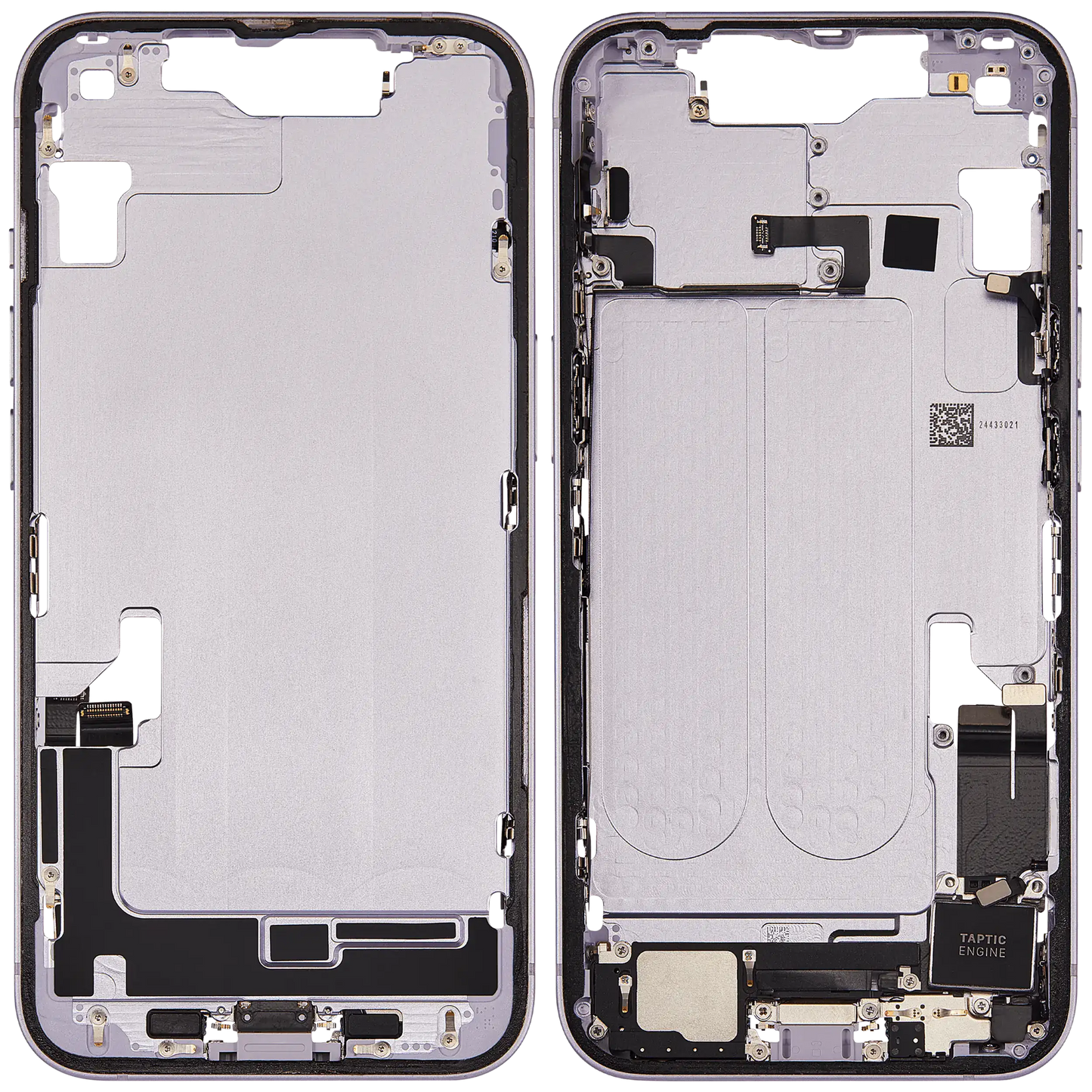 Mid-Frame Housing W/ Charging Port Flex & Small Parts For iPhone 14 (EU / Global Version) (Used OEM Pull: Grade A) (Purple)