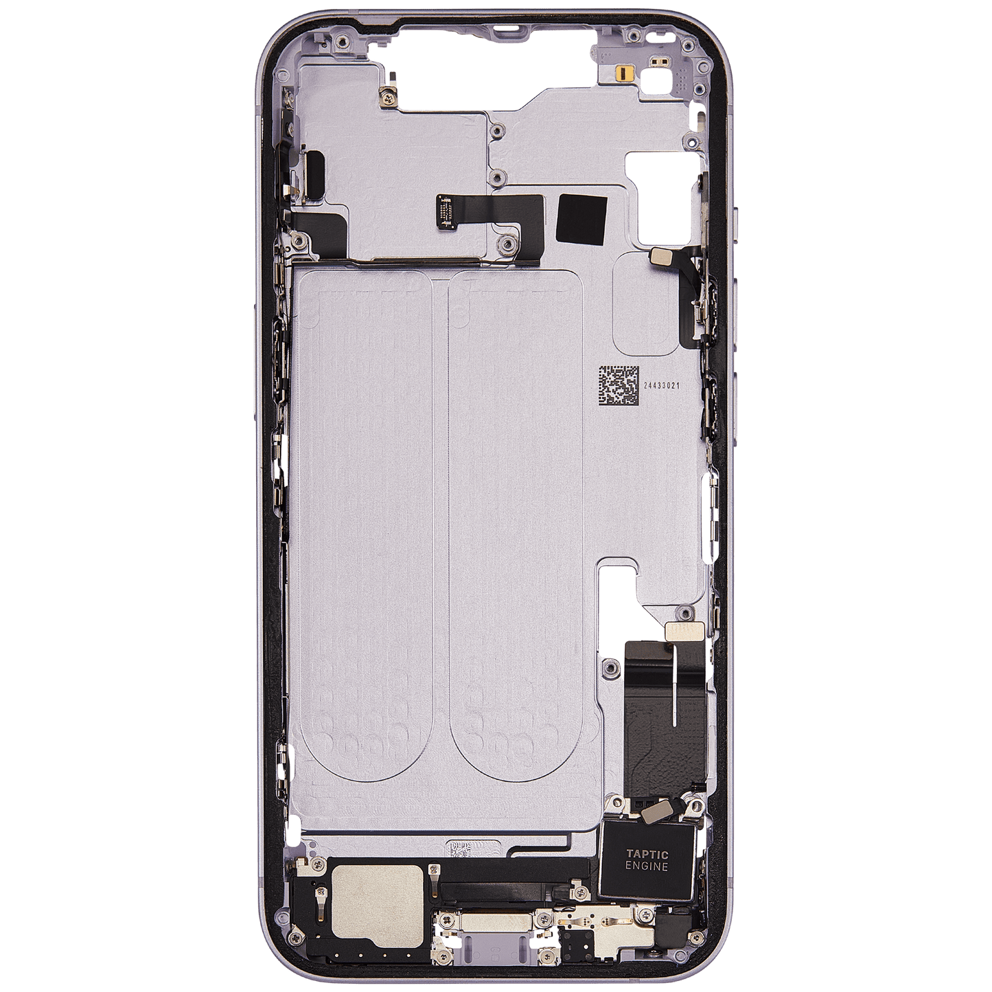 Mid-Frame Housing W/ Charging Port Flex & Small Parts For iPhone 14 (EU / Global Version) (Used OEM Pull: Grade A) (Purple)
