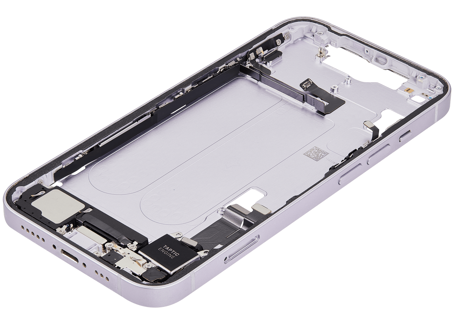 Mid-Frame Housing W/ Charging Port Flex & Small Parts For iPhone 14 (EU / Global Version) (Used OEM Pull: Grade A) (Purple)