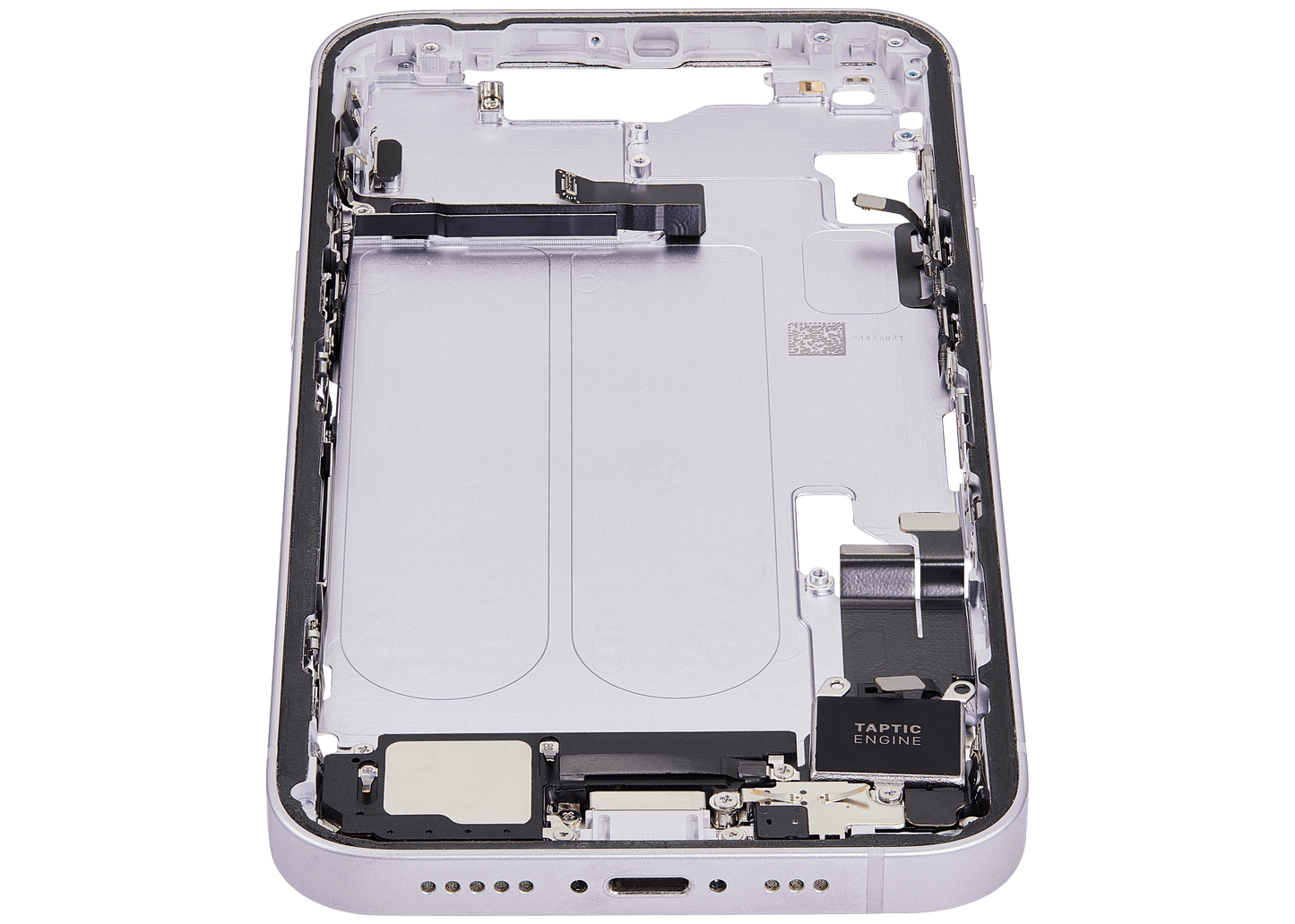 Mid-Frame Housing W/ Charging Port Flex & Small Parts For iPhone 14 (EU / Global Version) (Used OEM Pull: Grade A) (Purple)
