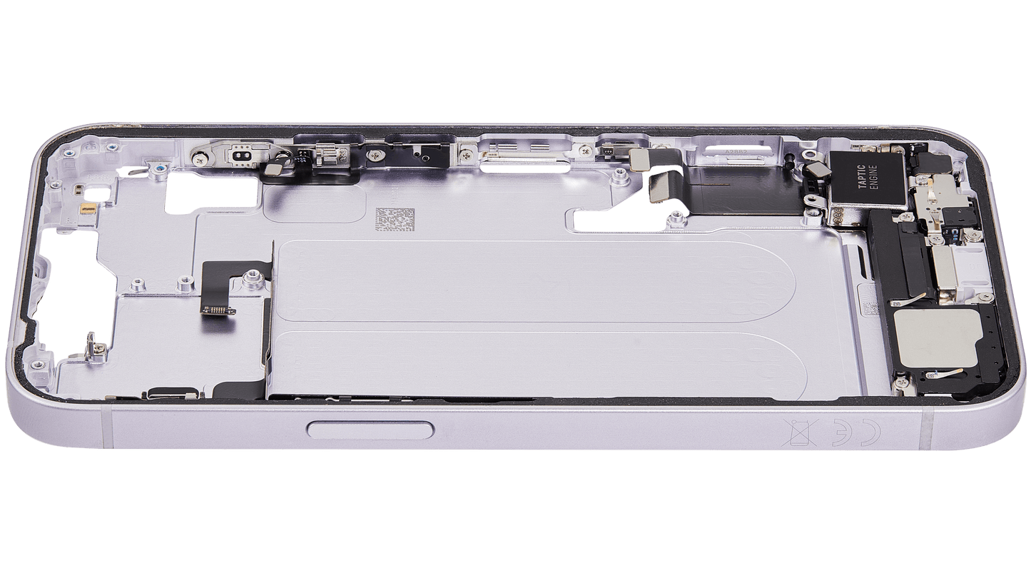 Mid-Frame Housing W/ Charging Port Flex & Small Parts For iPhone 14 (EU / Global Version) (Used OEM Pull: Grade A) (Purple)