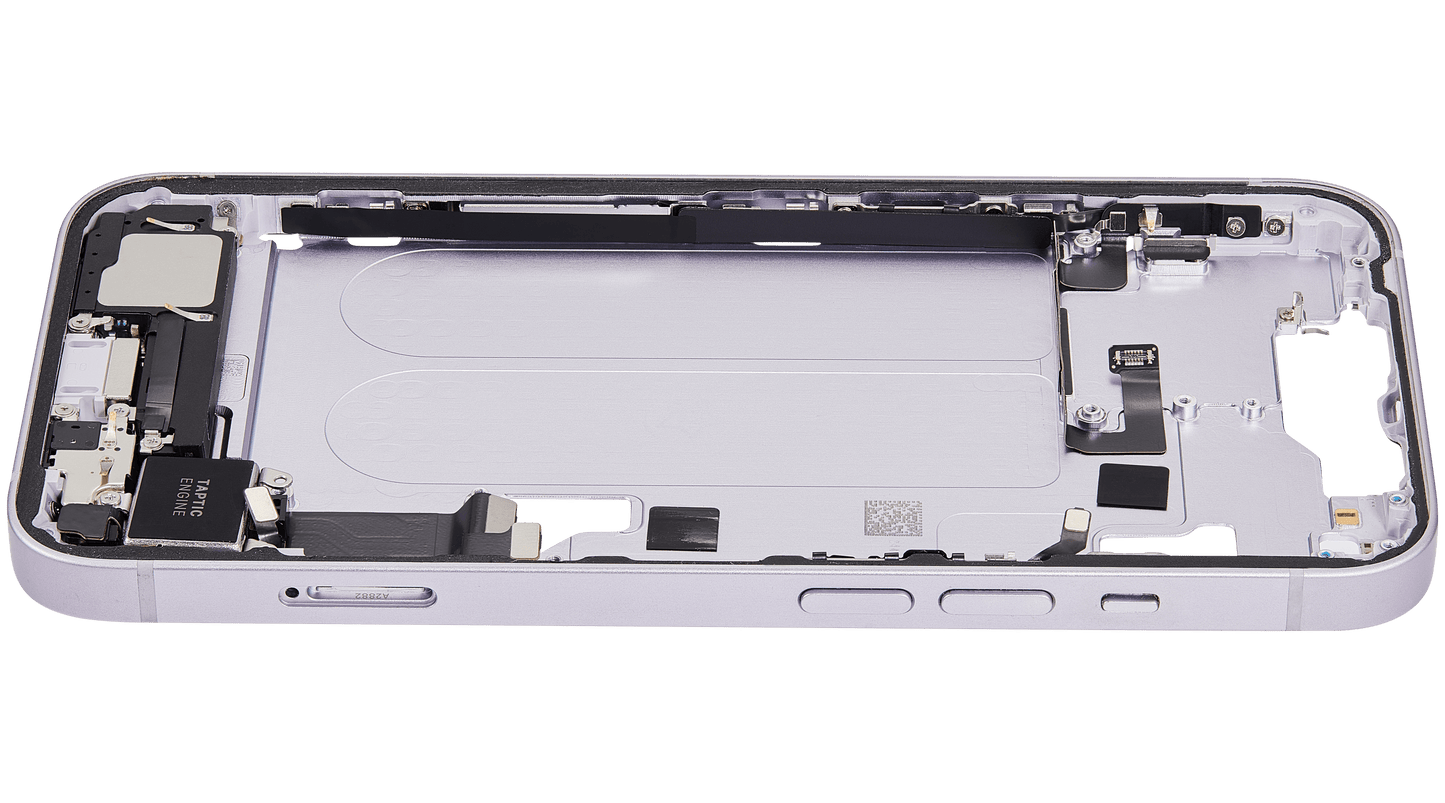 Mid-Frame Housing W/ Charging Port Flex & Small Parts For iPhone 14 (EU / Global Version) (Used OEM Pull: Grade A) (Purple)